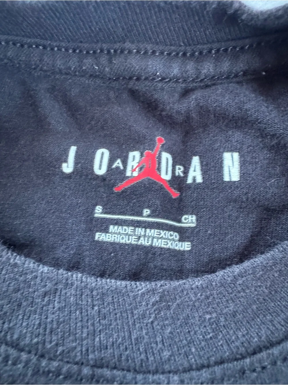 Nike Jordan T-shirt Short Sleeve Black And Red Design Size Small Made In Mexico